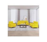 vidaXL Ensemble de canapés 3 pcs 3201557 – tissu avec coussins et accoudoirs, jaune clair