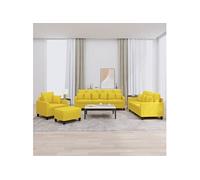 Ensemble de Canapés avec Coussins 4 pcs, Canapés avec Accoudoirs, Ensemble de Meubles avec Repose-pieds Salon, Moderne, Jaune Clair Tissu 3201645