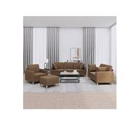 vidaXL Ensemble de Canapés avec Coussins 4 pcs, Canapés avec Accoudoirs, Ensemble de Meubles avec Repose-pieds Salon, Moderne, Marron Tissu Marron G