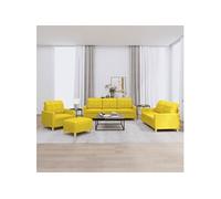 vidaXL Ensemble de Canapés avec Coussins 4 pcs, Canapés avec Accoudoirs et Dossier, Ensemble de Meubles avec Repose-pied Salon, Moderne, Jaune Clair Tissu 3201255 Jaune G