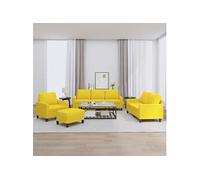 Vidaxl Ensemble De Canapés 4 Pcs Avec Coussins Jaune Clair Tissu Jaune
