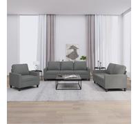 Ensemble de Canapés avec Coussins Salle de Séjour 3 pcs Gris Clair Tissu vidaXL