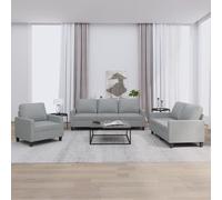 Ensemble de Canapés avec Coussins Salle de Séjour 3 pcs Gris Clair Tissu vidaXL