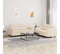 Ensemble de Canapés avec Coussins Salon 2 pcs Gris Clair Tissu Microfibre vidaXL