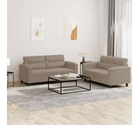 vidaXL Ensemble de canapés 2 pièces Taupe avec coussins en tissu microfibre