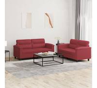 Ensemble de Canapés avec Coussins Sièges 2 pcs Rouge Bordeaux Similicuir vidaXL