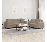 vidaXL Ensemble de canapés 2 pièces avec coussins taupe tissu microfibre