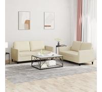 Ensemble de Canapés avec Coussins Sièges Salon 2 pcs Crème Similicuir vidaXL
