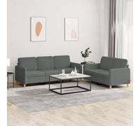 Ensemble de Canapés avec Coussins Sièges Salon 2 pcs Gris Clair Tissu vidaXL