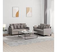 Ensemble de Canapés avec Coussins Sièges Salon 2 pcs Gris Clair Tissu vidaXL
