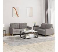 Ensemble de Canapés avec Coussins Sièges Salon 2 pcs Gris Foncé Tissu vidaXL