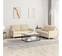 Vidaxl Ensemble De Canapés 3 Pcs Avec Coussins Crème Tissu