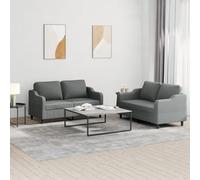 Ensemble de Canapés avec Coussins Sièges Salon 2 pcs Gris Foncé Tissu vidaXL
