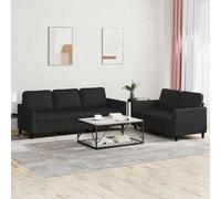 vidaXL Ensemble de canapés 3 pcs avec coussins Noir Similicuir