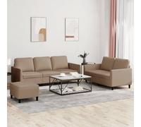 Canape droit 3 places en simili-cuir marron 200 x 200 x 80 cm
