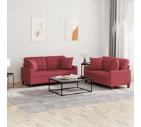 Ensemble de Canapés avec Coussins Sièges Salon 2 pcs Gris Similicuir vidaXL