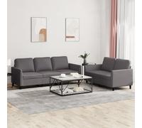 Ensemble de Canapés avec Coussins Sièges Salon 2 pcs Gris Similicuir vidaXL