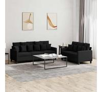 Ensemble de Canapés avec Coussins Sièges Salon Maison 2 pcs Noir Tissu vidaXL