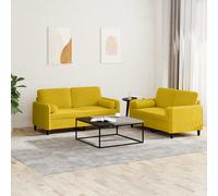Canape angle fixe 2 places en velours jaune 77 x 138 x 80 cm