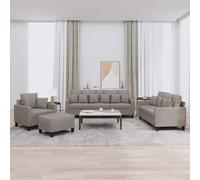 Ensemble de Canapés avec Coussins Sièges Salon 3 pcs Gris Clair Tissu vidaXL