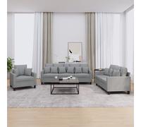 Ensemble de Canapés avec Coussins Sièges Salon 3 pcs Gris Clair Tissu vidaXL