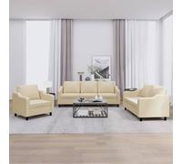 Vidaxl Ensemble De Canapés 4 Pcs Avec Coussins Crème Tissu