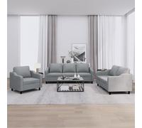 vidaXL Ensemble de canapés 3 pièces avec coussins Tissu Gris clair
