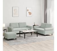 Ensemble de Canapés avec Coussins Sièges Salon 3 pcs Gris Clair Velours vidaXL