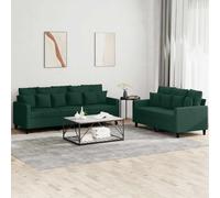 vidaXL Ensemble de canapés 3 pcs avec coussins Vert foncé Velours