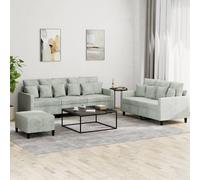 vidaXL Ensemble de canapés 3201730 3 pièces velours gris clair avec coussins