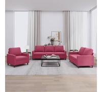 vidaXL Ensemble de canapés 3 pcs avec coussins Velours Rouge bordeaux
