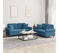 Canape droit 2 places en velours bleu 77 x 152 x 80 cm