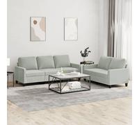 Vidaxl Ensemble De Canapés 2 Pcs Avec Coussins Gris Clair Velours Gris