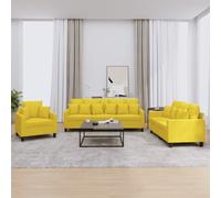 Ensemble de Canapés avec Coussins Sièges Salon 3 pcs Jaune Clair Tissu vidaXL