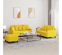 Ensemble de Canapés avec Coussins Sièges Salon 3 pcs Jaune Clair Tissu vidaXL