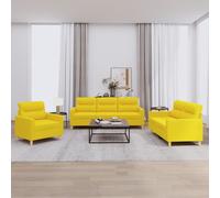 Ensemble de Canapés avec Coussins Sièges Salon 3 pcs Jaune Clair Tissu vidaXL