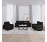 vidaXL Ensemble de canapés 3 pièces 3201556 tissu avec coussins noir G