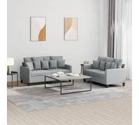 Ensemble de Canapés avec Coussins Sièges Salon 3 pcs Jaune Clair Tissu vidaXL