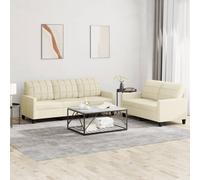 Vidaxl Ensemble De Canapés 3 Pcs Avec Coussins Crème Similicuir