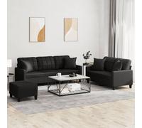 Ensemble de Canapés avec Coussins Sièges Salon 3 pcs Noir Similicuir vidaXL