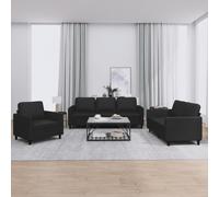 Ensemble de Canapés avec Coussins Sièges Salon 3 pcs Noir Similicuir vidaXL