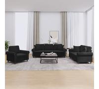 Vidaxl Ensemble De Canapés 3 Pcs Avec Coussins Noir Velours Noir