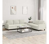 vidaXL Ensemble de canapés 2 pcs – Moderne, avec coussins et accoudoirs, velours crème
