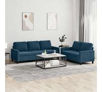 Ensemble de Canapés avec Coussins Sièges Salon Maison 2 pcs Bleu Velours vidaXL