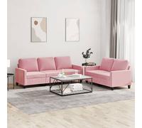 vidaXL Ensemble de canapés 2 pièces avec coussins en velours rose