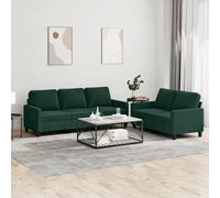 vidaXL Ensemble de canapés 2 pcs avec coussins et accoudoirs, moderne, velours vert foncé