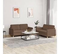 Ensemble de Canapés avec Coussins Sièges Salon Maison 2 pcs Marron Tissu vidaXL