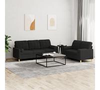Ensemble de Canapés avec Coussins Sièges Salon Maison 2 pcs Noir Tissu vidaXL