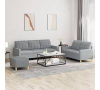 Canape droit 3 places en tissu gris 77 x 138 x 41 cm