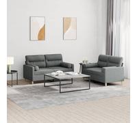 vidaXL Ensemble de canapés 2 pièces avec coussins Tissu Gris foncé